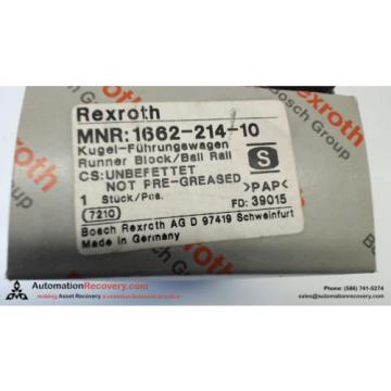 BOSCH REXROTH MNR-1662-214-10 RUNNER BLOCK/BALL RAIL, Origin