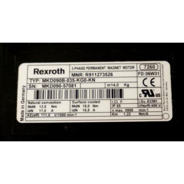 Origin REXROTH MKD090B-035-KG0-KN 3-PHASE PERMANENT MAGNET MOTOR MKD090B035KG0KN