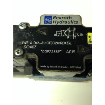 REXROTH HYDRAULICS 4WE6D46-61/OFEG24N9DK33L SO407 SOLENOID VALVE USED U4