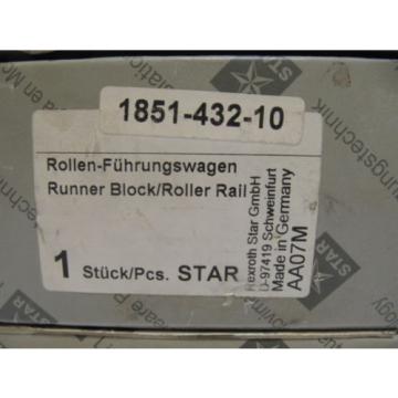 (NEW) Greece Canada Rexroth Star Runner Block / Roller Rail 1851-432-10