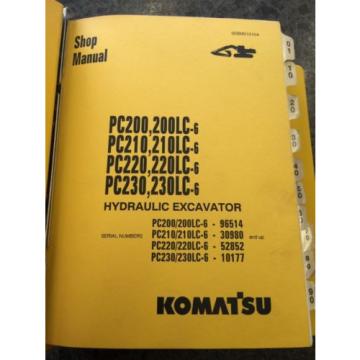 Komatsu Shop Manual Hydraulic Excavator PC-200, 210, 220, 230 w/102 Engine