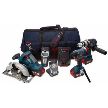 Bosch 18V Cordless Professional Heavy Duty 5 Piece Kit Tool Bag+ 3 x 4.0 Ah Batt