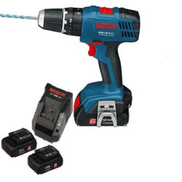 NEW! Bosch 18V Drill Driver Combo + 2 Batteries + Charger- GSR 18-2LI-13mm Chuck