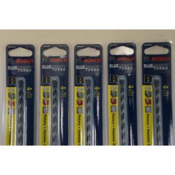 (5 Pack) Bosch HCBG06T 1/4&#034; x 6&#034; Blue Granite Turbo Carbide Hammer Drill Bit