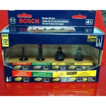 Bosch 4 piece Professional 1/4&#034; Router Bit Set RBS004 Brand New in Box