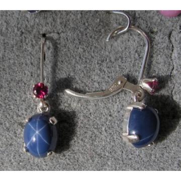 VINTAGE LINDE LINDY 9x7MM CRNFL BLUE STAR SAPPHIRE CREATED L BK EARRINGS .925 SS