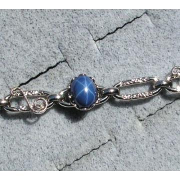 LINDE LINDY CORNFLOWER BLUE STAR SAPPHIRE CREATED BRACELET NPM SECOND QUALITY