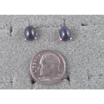 VINTAGE 8X6MM LINDE LINDY CF BLUE STAR SAPPHIRE CREATED YELLOW GF STUD EARRINGS