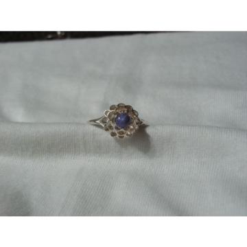 Sterling Silver Domed Filigree Top,Linde/Lindy Blue Star Sapphire Ring,Size 10.5