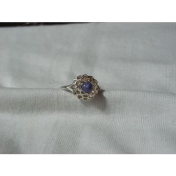 Sterling Silver Domed Filigree Top,Linde/Lindy Blue Star Sapphire Ring,Size 10.5