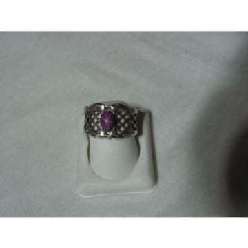 Sterling Silver Lattice Filigree,Linde/Lindy Ruby Star Sapphire Band Ring,Sz 8.5