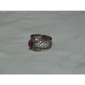 Sterling Silver Lattice Filigree,Linde/Lindy Ruby Star Sapphire Band Ring,Sz 8.5