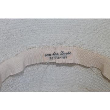 SUSAN VAN DER LINDE NEW YORK IVORY STRAW WITH RAW SILK EDGE OCCASION HAT  (J12)