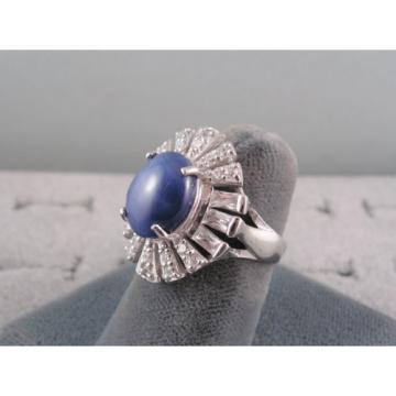 12X10MM LINDE LINDY CRNFLWER BLUE STAR SAPPHIRE CREATED 2ND RD PLT .925 S/S RING