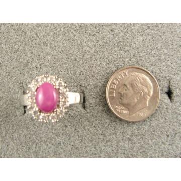 HALO LINDE LINDY PINK STAR SAPPHIRE CREATED RUBY SECOND RING STAINLESS STEEL