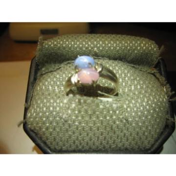 GEMINI 2 STONE LINDE STAR LT BLUE/PINK SAPPHIRE RING. .925 STERLING  SZ 6 &amp; MORE