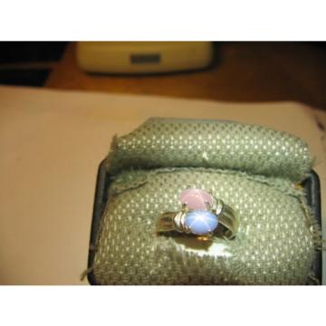 GEMINI 2 STONE LINDE STAR LT BLUE/PINK SAPPHIRE RING. .925 STERLING  SZ 6 &amp; MORE