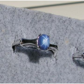 7X5MM MODERN PROD LINDE LINDY BLUE STAR SAPPHIRE CREATED 2ND RD PLT .925 SS RING