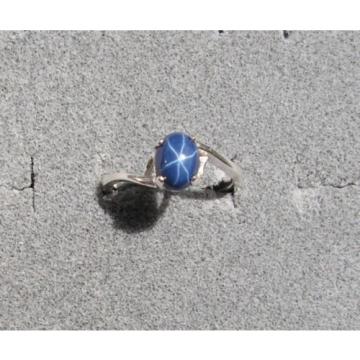 8X6mm 1.5+ CT LINDE LINDY CRNFLWR BLUE STAR SAPPHIRE CREATED SECOND RING .925 SS