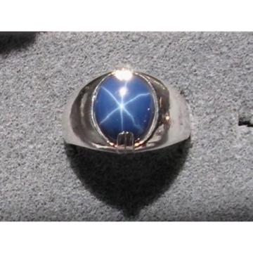 MEN&#039;S 12x10mm 5+ CT LINDE LINDY CRNFLR BLUE STAR SAPPHIRE CREATED SECOND RING SS