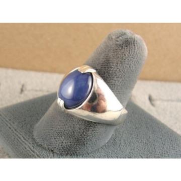 MEN&#039;S 12x10mm 5+ CT LINDE LINDY CRNFLR BLUE STAR SAPPHIRE CREATED SECOND RING SS