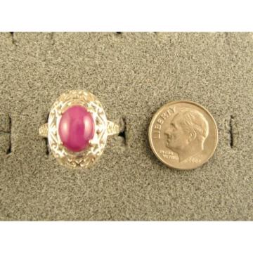 10x8mm 3+ CT LINDE LINDY PINK STAR SAPPHIRE CREATED RUBY SECOND RING .925 SS