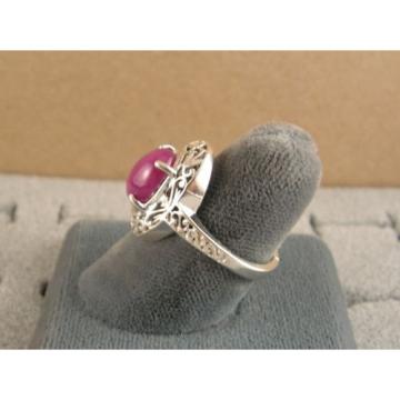 10x8mm 3+ CT LINDE LINDY PINK STAR SAPPHIRE CREATED RUBY SECOND RING .925 SS