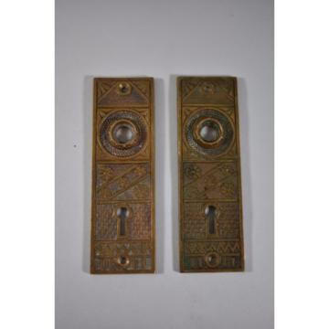 SET OF ANTIQUE BRASS F.C. LINDE &amp; CO DOOR BACK PLATES CRESSKILL NJ