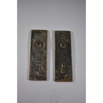 SET OF ANTIQUE BRASS F.C. LINDE &amp; CO DOOR BACK PLATES CRESSKILL NJ