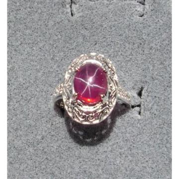 10x8mm 3+ CT LINDE LINDY TRNSPARNT RED STAR SAPPHIRE CREATED RUBY SECOND RING SS