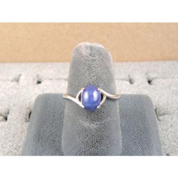 SIGNED VINTAGE LINDE LINDY CORNFLOWER BLUE STAR SAPPHIRE CREATED RING RP .925 SS