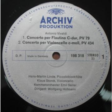 VIVALDI VIOLIN CONCERTO Linde , Storck , Lautenbacher , Hofmann  ARCHIV LP