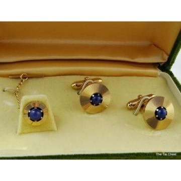 Vintage Cufflinks Set Genuine Linde Lindy Star Sapphires Anson