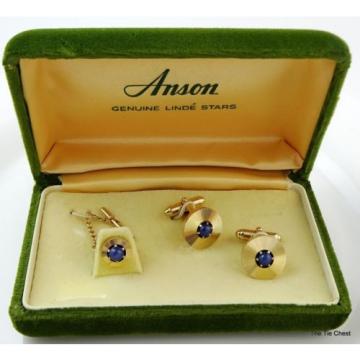 Vintage Cufflinks Set Genuine Linde Lindy Star Sapphires Anson