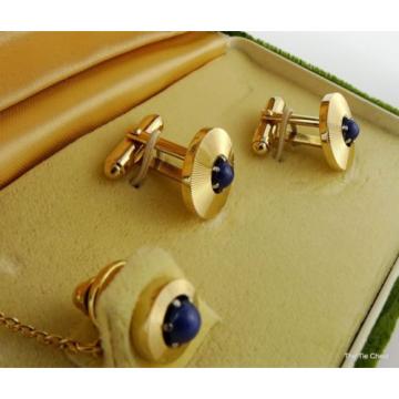 Vintage Cufflinks Set Genuine Linde Lindy Star Sapphires Anson