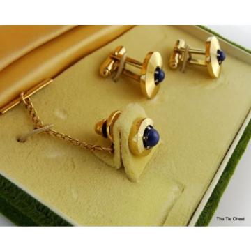 Vintage Cufflinks Set Genuine Linde Lindy Star Sapphires Anson