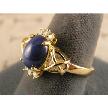 VINTAGE LINDE LINDY CF BLUE STAR SAPPHIRE CREATED CAPT HEART RING YGLDPL .925 SS