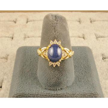 VINTAGE LINDE LINDY CF BLUE STAR SAPPHIRE CREATED CAPT HEART RING YGLDPL .925 SS