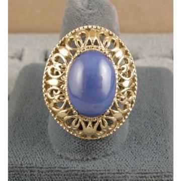 LINDE LINDY CF BLUE STAR SAPPHIRE CREATED 2ND YELLOW GOLD ION PLT STAINLESS RING