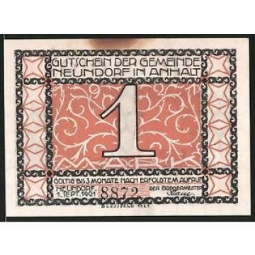 Notgeld Neundorf in Anhalt 1921, 1 Mark, Kinder tanzen an Linde