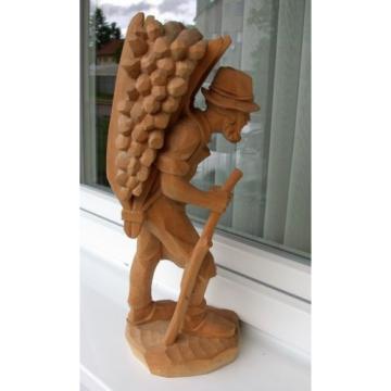 Kraxenträger  50cm, Linde natur Holzfigur ,Skulptur,  echte Holzschnitzerei ,