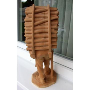 Kraxenträger  50cm, Linde natur Holzfigur ,Skulptur,  echte Holzschnitzerei ,