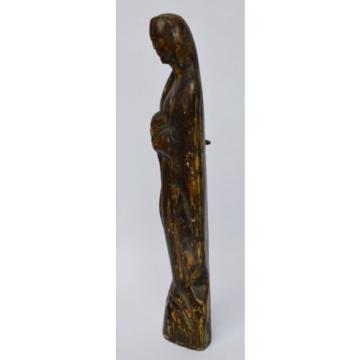 Skulptur Figur Holz Linde handgeschnitzt Madonna Maria Muttergottes 19Jh H 33 cm