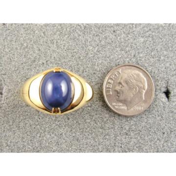 SIGNED VINTAGE LINDE LINDY CRNFLWER BLUE STAR SAPPHIRE CREATED RING YGP .925 S/S