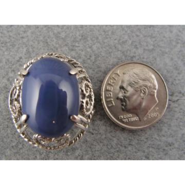 PMP LINDE LINDY HUGE 16x12 MM CORNFLOWER BLUE STAR SAPPHIRE CREATED RING .925 SS