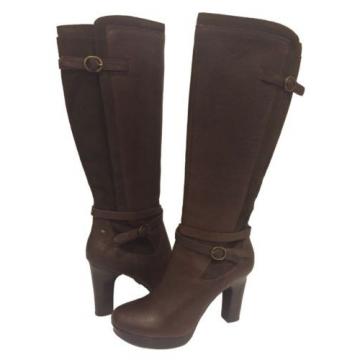 UGG LINDE TALL BOOTS HEELS BROWN JAVA LEATHER US 9.5 /EUR 40.5 /UK 8 -New!