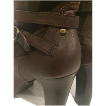 UGG LINDE TALL BOOTS HEELS BROWN JAVA LEATHER US 9.5 /EUR 40.5 /UK 8 -New!