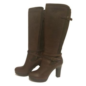 UGG LINDE TALL BOOTS HEELS BROWN JAVA LEATHER US 9.5 /EUR 40.5 /UK 8 -New!