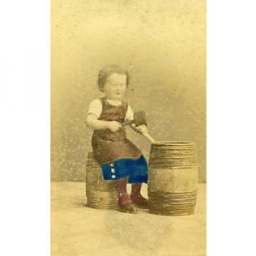 Young Girl &amp; her Toys Berlin Germany Old CDV Photo Linde 1870