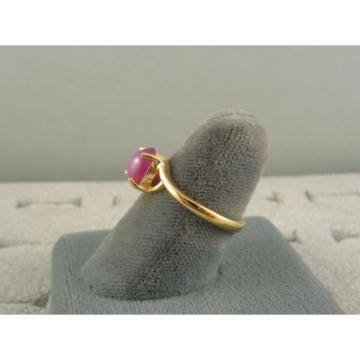 VINTAGE LINDE LINDY HOT FUCHSIA STAR SAPPHIRE CREATED RING SOLID 14K YELLOW GOLD